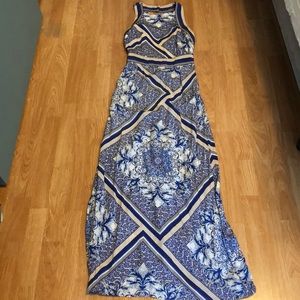 Blue silk maxi dress